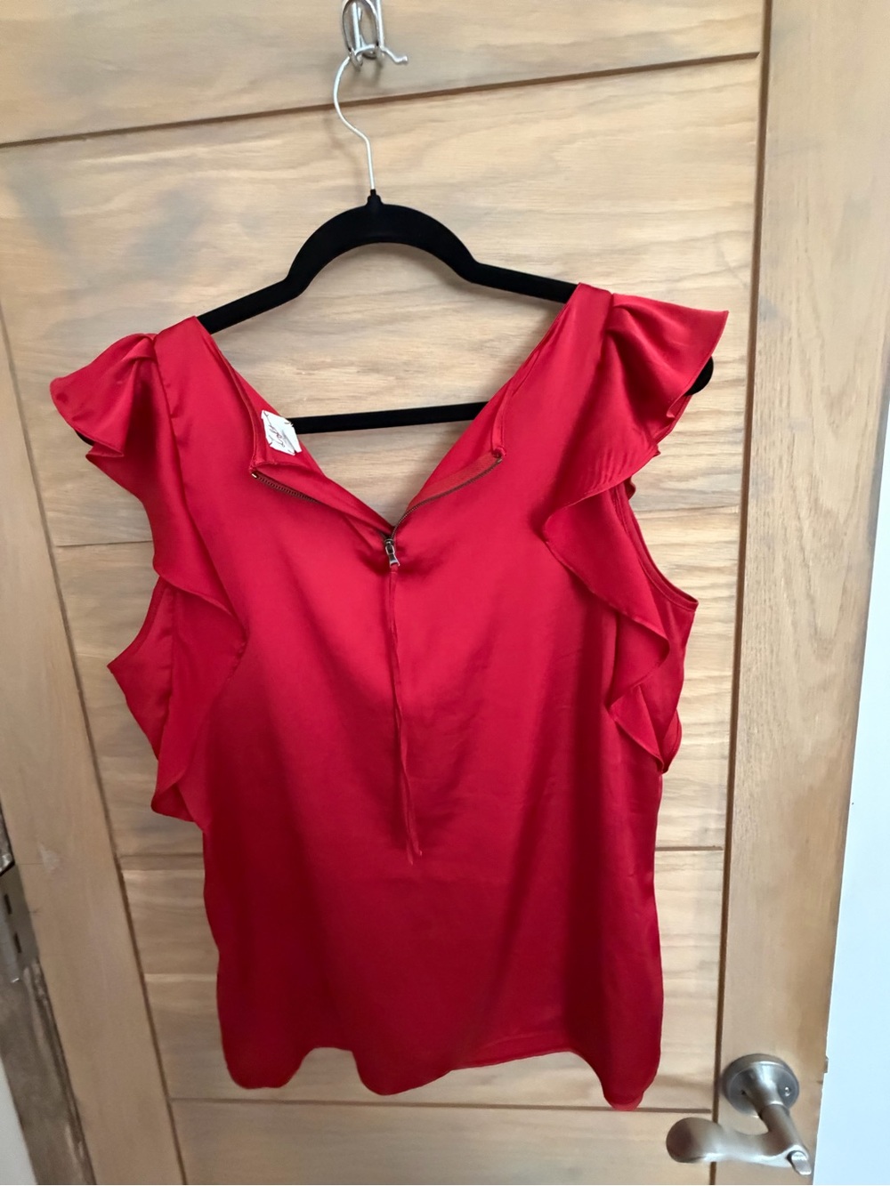 LOFT Raspberry Satin Ruffle Sleeve Tank - Picture 5 of 10